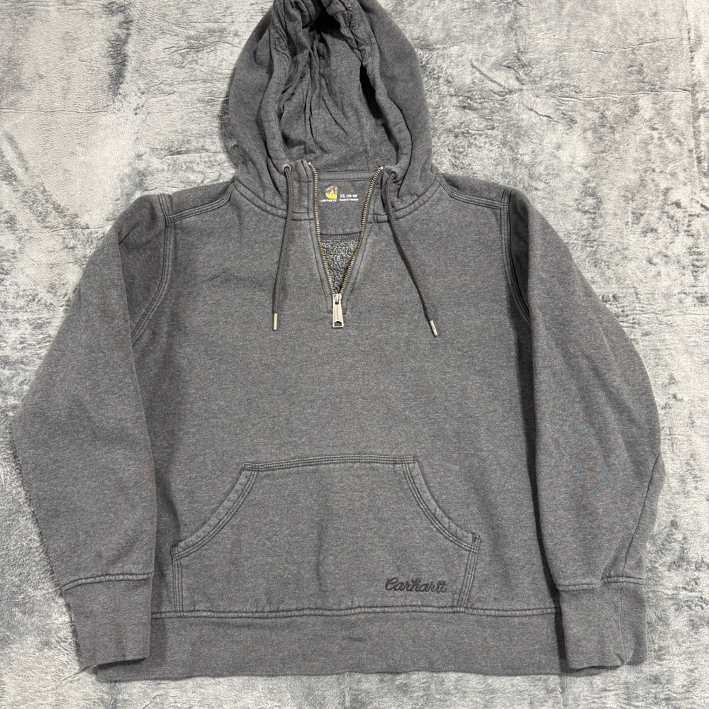Carhartt Quarter Zip Hoodie Youth XL 16/18 Charcoal Grey 100705 013 Fall 2014